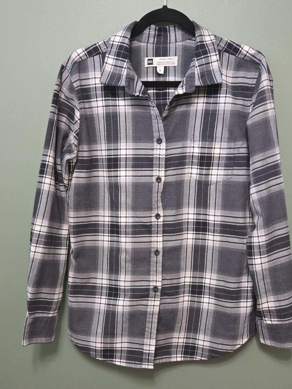 Womens Mec Grey Plaid Shirt Sz L